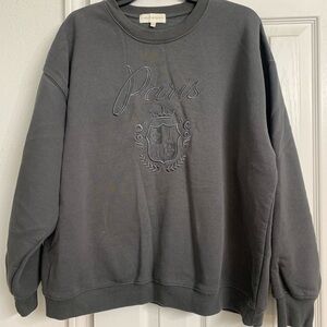 Paris Embroidered Charcoal Sweatshirt